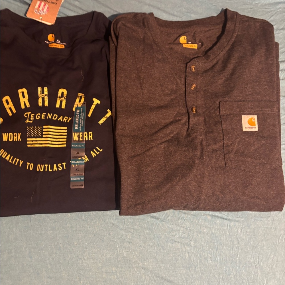 Carhartt Men's Dark Brown Henley and Graphic Tee Set